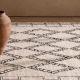 New Moroccon Design Handmade White Wool Rug